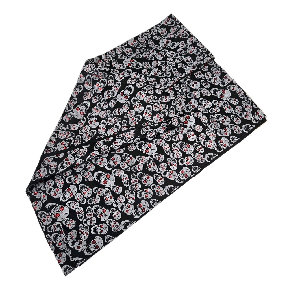 Halloween Fabric 3yd Lot Skull Print Black White Red Glitter 60"W Costume Spooky